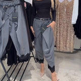 Pantalon À La Mode Dentelle Broderie Harem