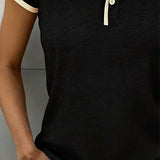 T-Shirt Color Block Boutonné Coupe Ajustée