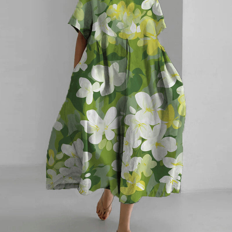 Robe ample imprimée à manches courtes