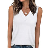Débardeur T-Shirt Femme Sans Manches Col V Amincissant Coupe Décontractée