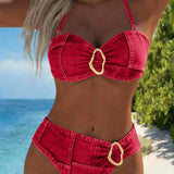 Bikini Porte-Jarretelles Boucle Métallique Deux-Pièces