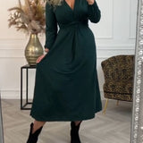 Robe sexy unie avec manches longues