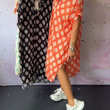 Robe ample à revers et manches courtes