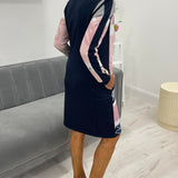 Robe à manches longues zippée avec poches bloc de couleur