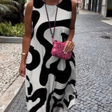 Robe Sans Manches Col Rond Avec Imprimé Géométrique