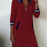 Robe À Manches Longues Avec Zip Et Revers