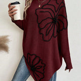 Pull Floral Large à Manches Gigot