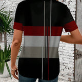 T-Shirt Col Rond Imprimé Géométrique Manches Courtes