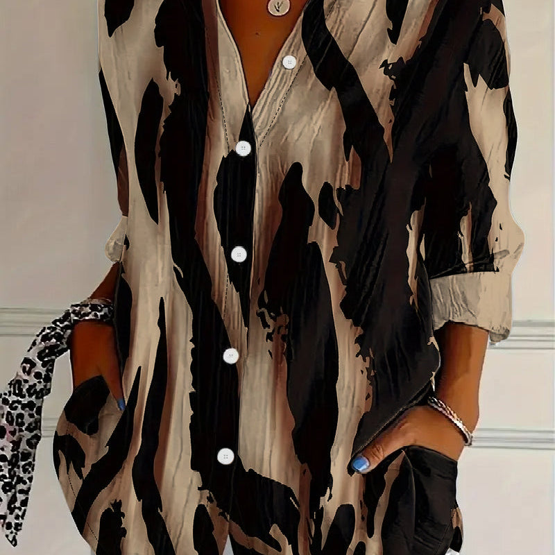 Blouse Col Montant Imprimé Irrégulier
