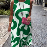 Robe Sans Manches Col Rond Avec Imprimé Géométrique