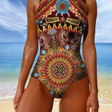 Maillot de Bain Paisley Sans Manches Monopièce