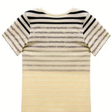 T-Shirt Col Rond Manches Courtes À Rayures