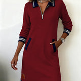 Robe À Manches Longues Avec Zip Et Revers