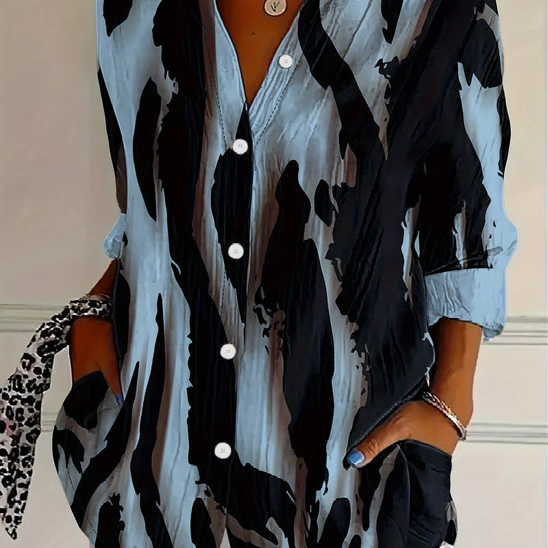 Blouse Col Montant Imprimé Irrégulier