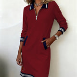 Robe À Manches Longues Avec Zip Et Revers