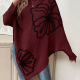 Pull Floral Large à Manches Gigot