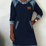 Robe À Capuche Avec Empiècements Contrastés