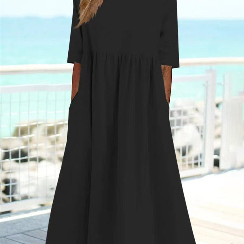 Robe unie en coton lin