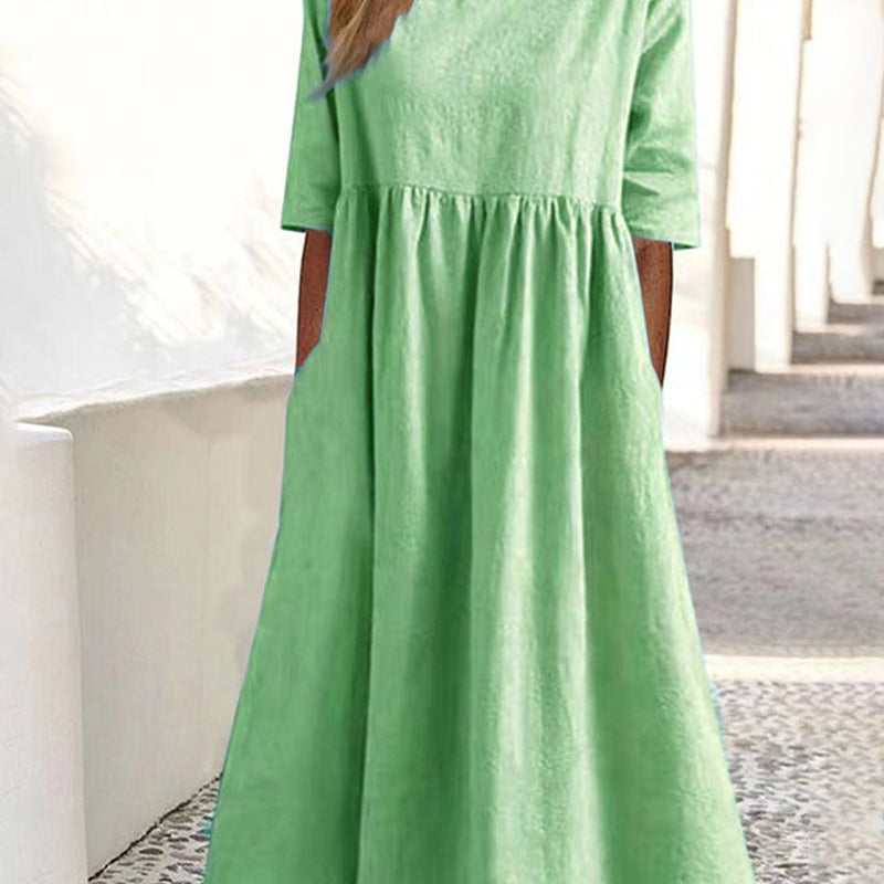 Robe unie en coton lin
