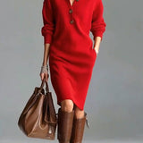 Robe pull décontractée de couleur unie pour l'automne et l'hiver