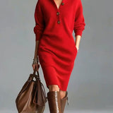 Robe pull décontractée de couleur unie pour l'automne et l'hiver