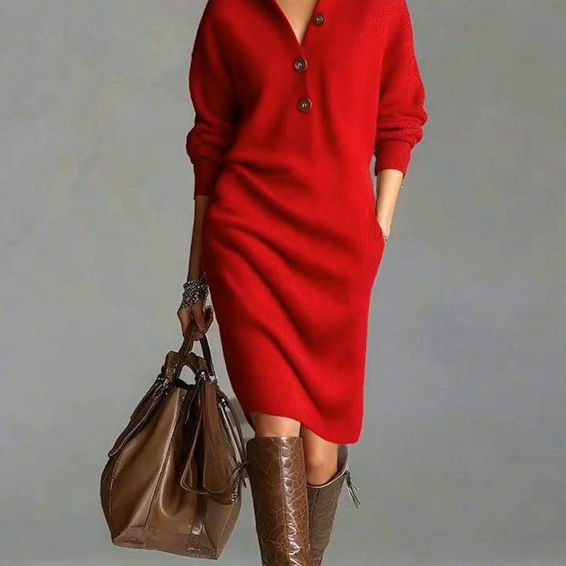 Robe pull décontractée de couleur unie pour l'automne et l'hiver