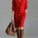 Robe pull décontractée de couleur unie pour l'automne et l'hiver