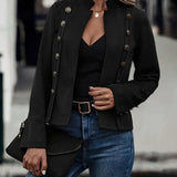 Veste élégante à double boutonnage de couleur unie