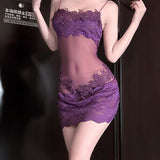 Chemise De Nuit Sexy Unie En Dentelle
