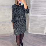 Robe à imprimé losange et manches longues