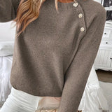 Pull Bouton Décoré Manche Raglan