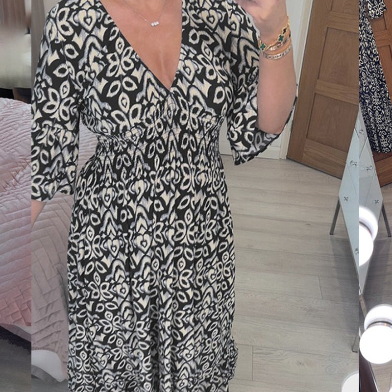 Robe longue imprimée rouge