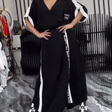 Costume Col V Irrégulier Pantalon Ample