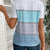 T-shirt à Col V Contrasté