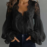 Chemisier Dentelle Patchwork Col V