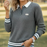 Pull Col Chemise Contrasté