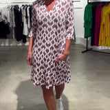 Robe Col Montant Mi-longue Imprimée