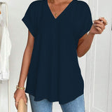 T-Shirt À Manches Courtes Uni Patchwork
