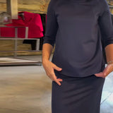 Jupe de costume simple de couleur unie à col rond