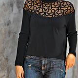 Haut Col Roulé Dentelle Sheer Tricot