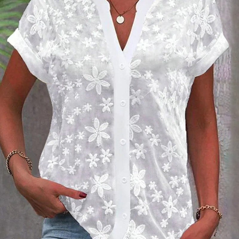 Blouse à manches courtes et col V