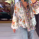 Blouse Sexy à col en V Imprimé tendance