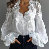 Chemisier Dentelle Patchwork Col V