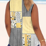 Tank Top avec Un Cou en U et un Motif Floral