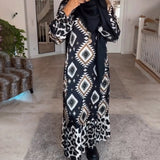 Robe à imprimé géométrique à manches longues