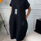 Robe décontractée à manches courtes et imprimé lettre simple