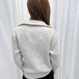 Pull décontracté de couleur unie avec fermeture éclair à revers