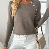 Pull Bouton Décoré Manche Raglan