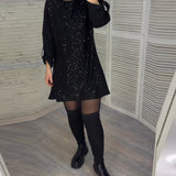 Robe à manches froncées et sequins