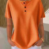 T-shirt Boutonné Col V Décontracté